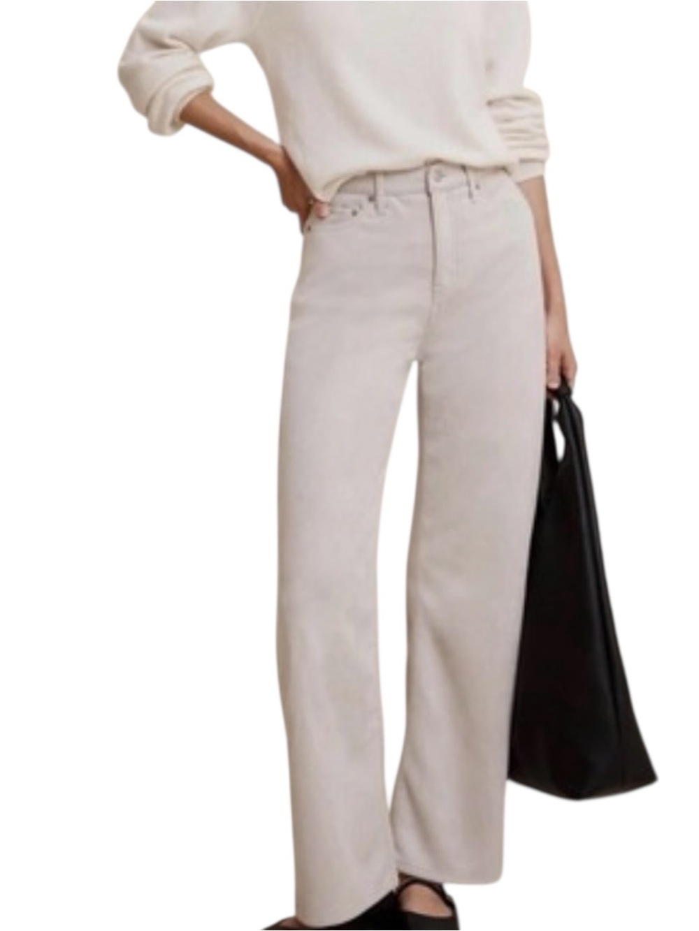 Banana Republic Vegan Suede Wide Leg Pants Selenite Cream High Rise Petite 4